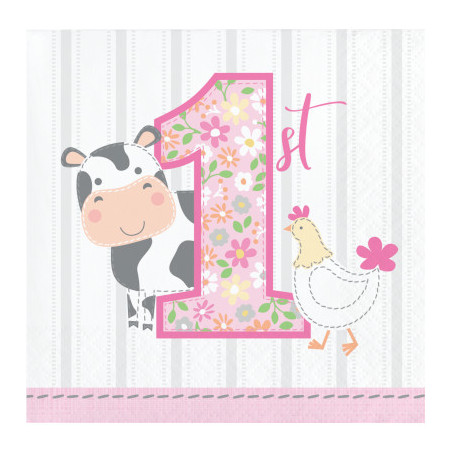 Serviettes Cocktail en Papier Anniversaire Bébé Fille Mouton Serviettes Cocktail en Papier Anniversaire Bébé Fille Mouton