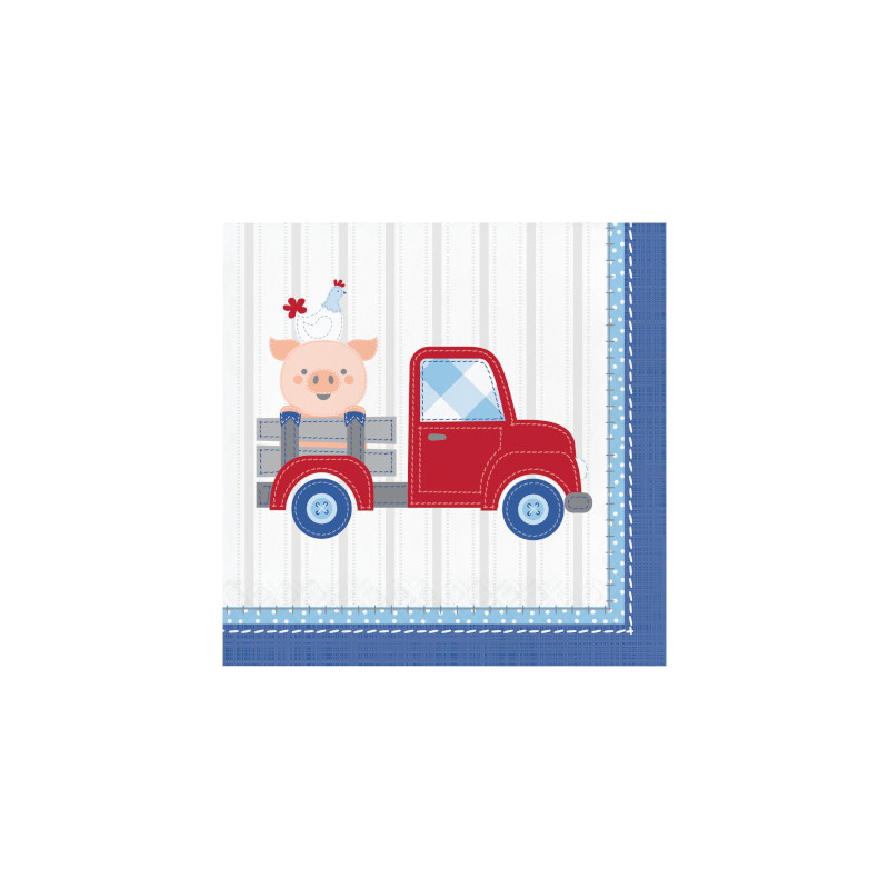 Grandes Serviettes en Papier Anniversaire Bébé Garçon - Ferme