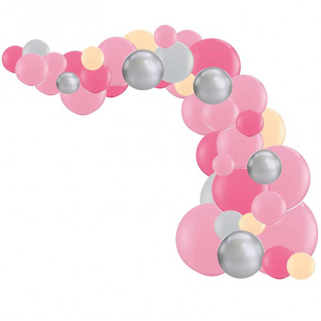 Arche de Ballons Organiques Rose Pêche et Gris