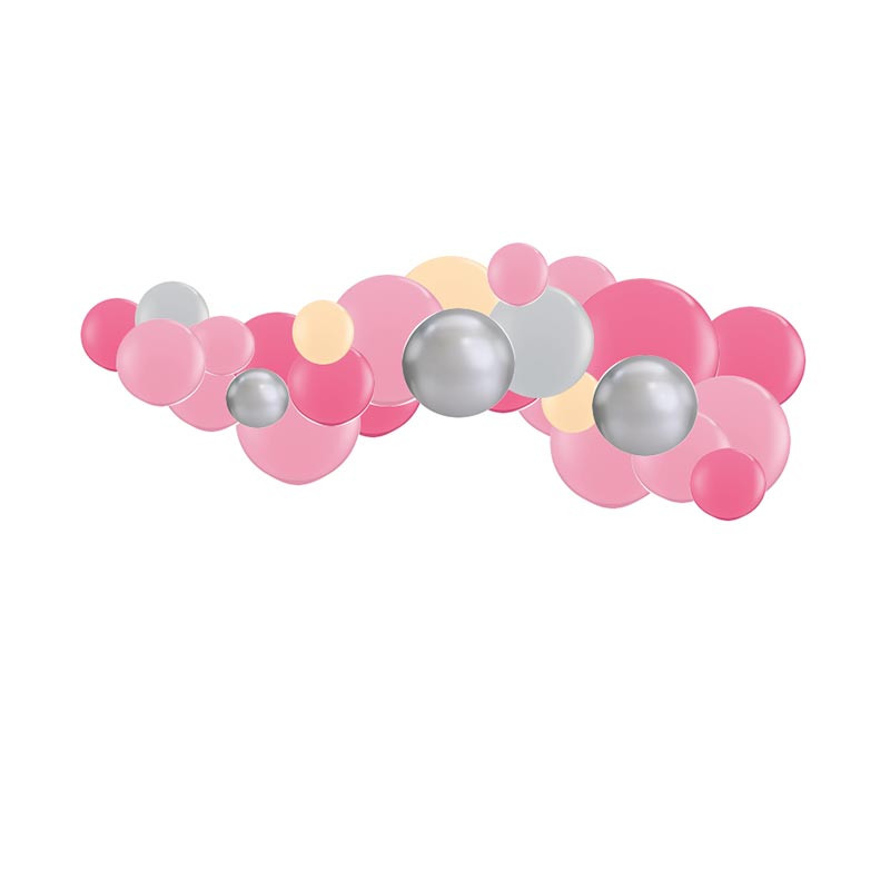 Guirlande de Ballons Organiques Rose Pêche et Gris