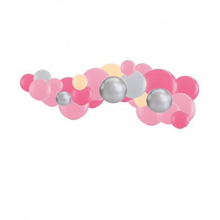 Guirlande de Ballons Organiques Rose Pêche et Gris