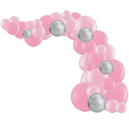 Arche de Ballons Organiques Rose et Argent