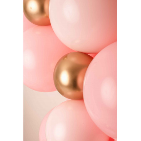 Kit Guirlande de Ballons Organiques Rose et Doré Chromé