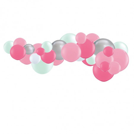 Arche de Ballons Organiques Rose Mint et Argent