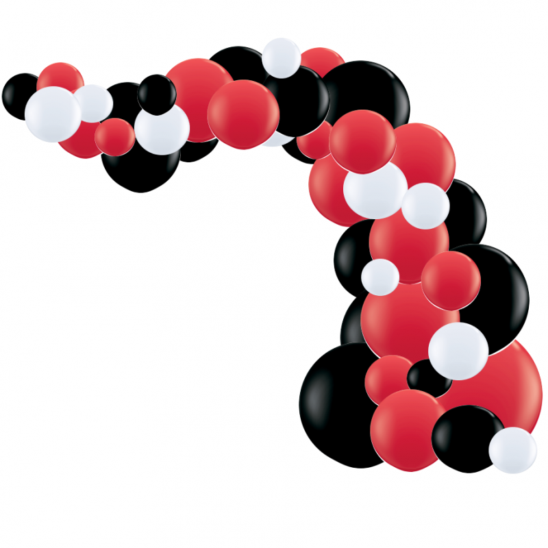 arche kit de ballons organiques en noir blanc et rouge