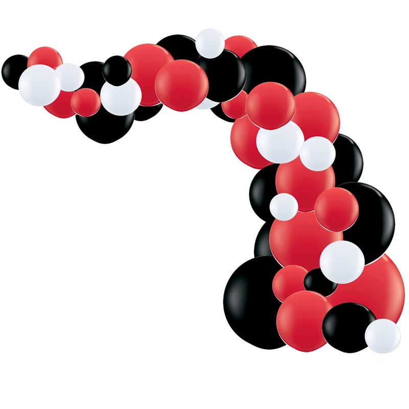 LOT DE 50 BALLONS ROUGE/NOIR BLANC : décoration et accessoires pas cher  pour organiser une soirée à thème.