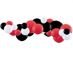kit guirlande de ballons organiques en noir blanc et rouge