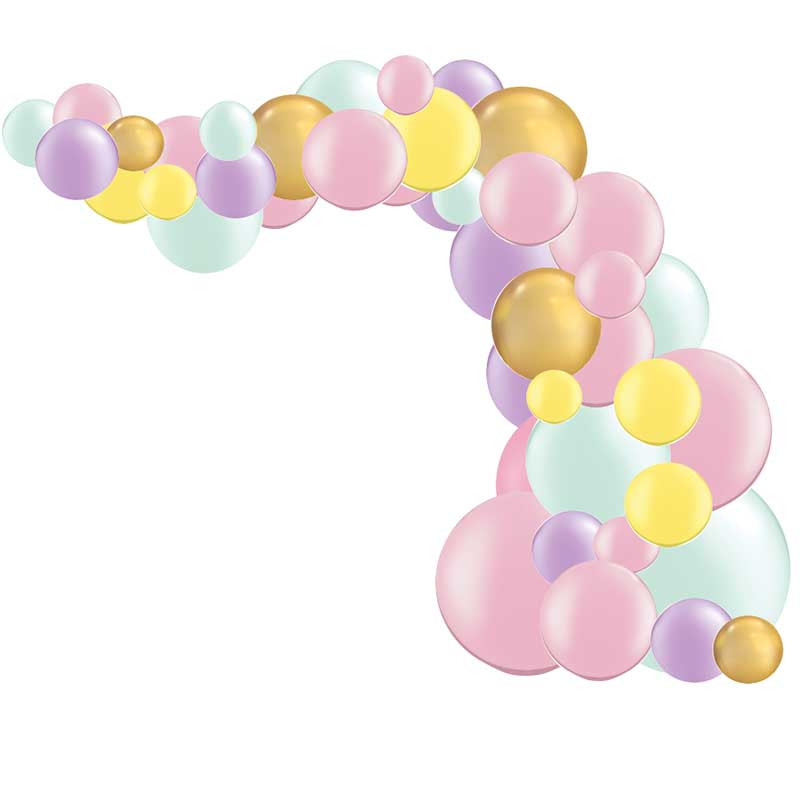 kit arche guirlande de ballons xl pastel et doré chromé