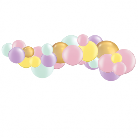 Kit Guirlande de Ballons Organiques Pastel et Doré Chromé