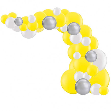 Kit Arche de Ballons Organiques - Modèle Jaune et Argent