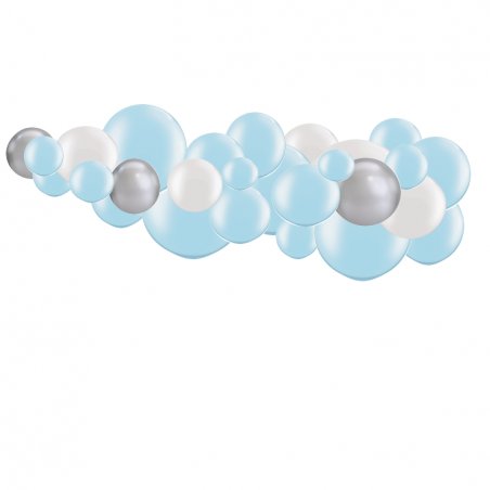 Kit Guirlande de Ballons Organiques - Modèle Bleu Poudré et Argent