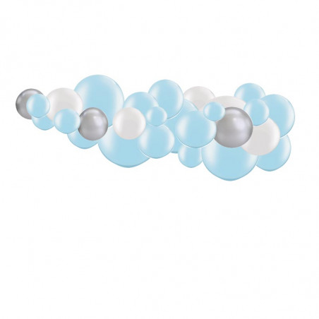 Kit Guirlande de Ballons Organiques - Modèle Bleu Poudré et Argent