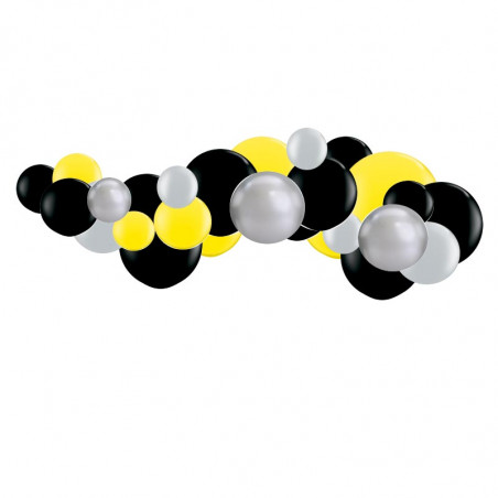 Kit Guirlande de Ballons Organique - Modèle Noir Jaune Argent