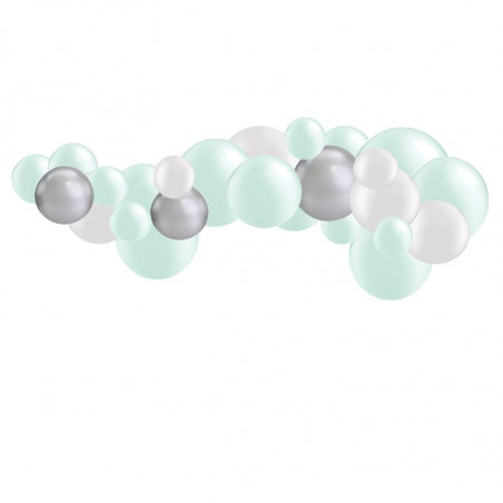 Kit Arche de Ballons Organiques - Modèle Mint et Argent