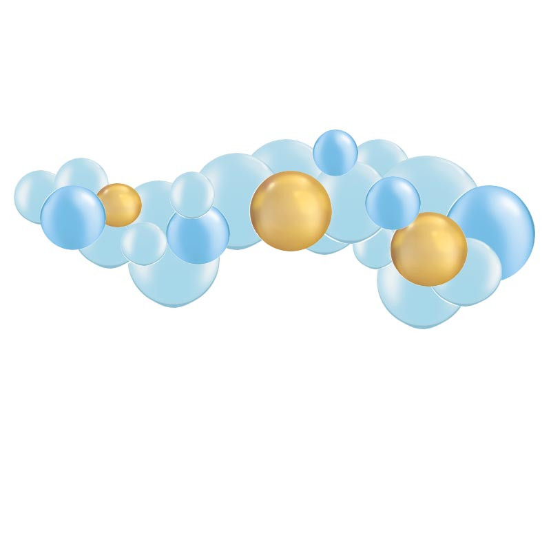 Kit Guirlande de Ballons Organiques - Modèle Bleu et Doré Chromé