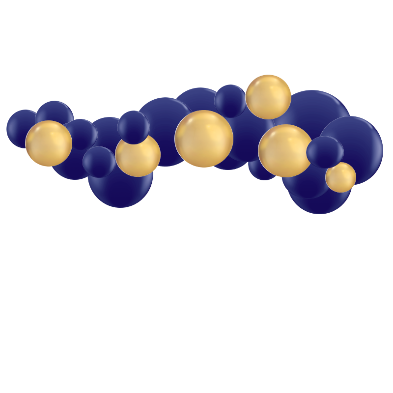 Kit Guirlande de Ballons Organiques - Modèle Bleu Royal et Doré Chromé