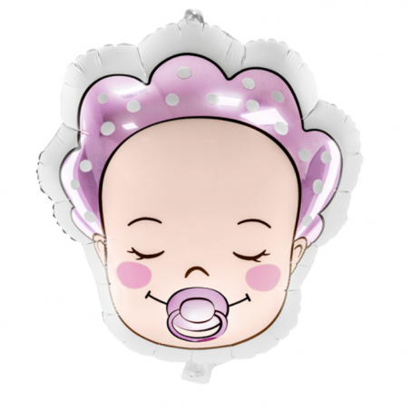 Grand ballon bébé fille avec tétine rose - Décoration baby shower