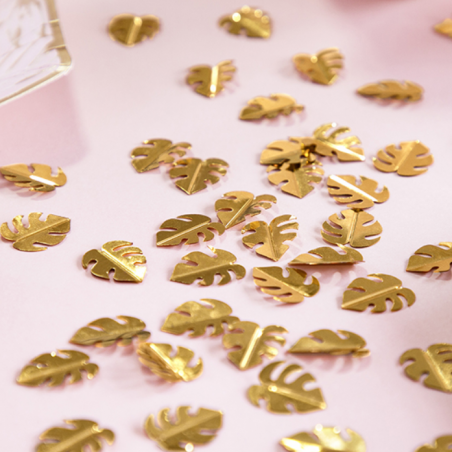 Confettis de table feuilles de palmier doré - Décoration