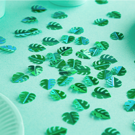 Confettis de table feuilles de palmier vert - Décoration