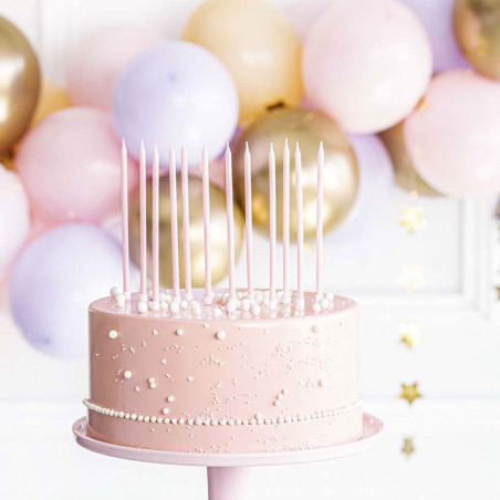 12 Bougies Rose nacré Gâteau et Fête 12 Bougies Rose nacré Gâteau et Fête
