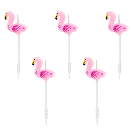5 bougies flamant rose - Tropical Party