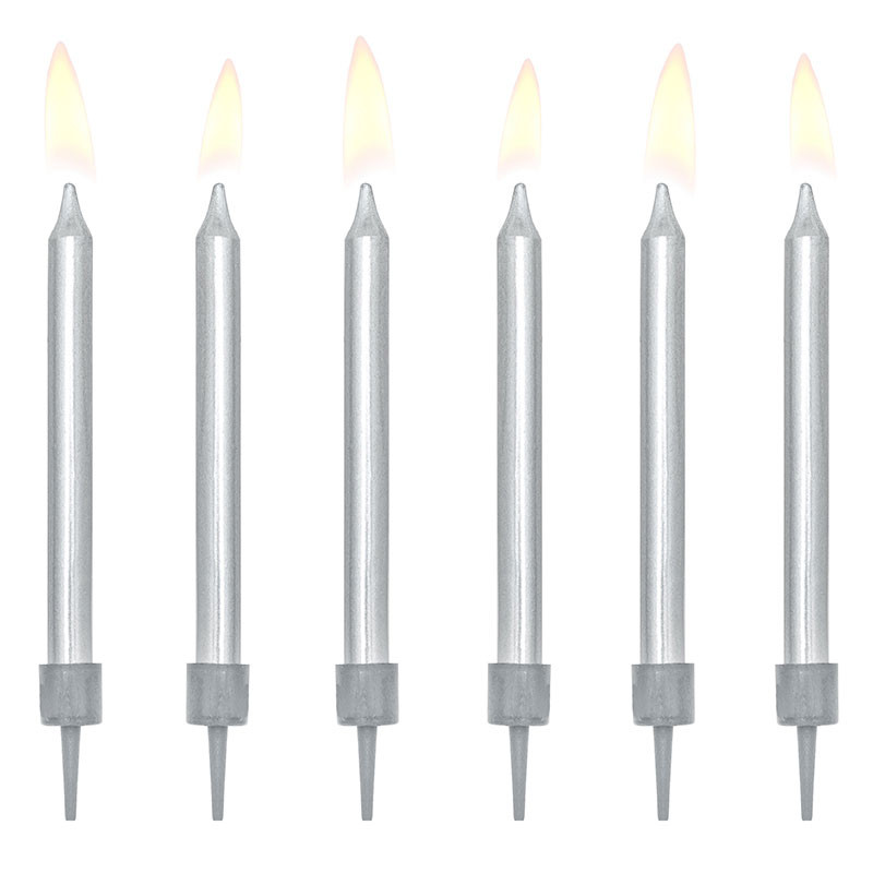 6 Bougies Argent Brillant - Anniversaire Enfant