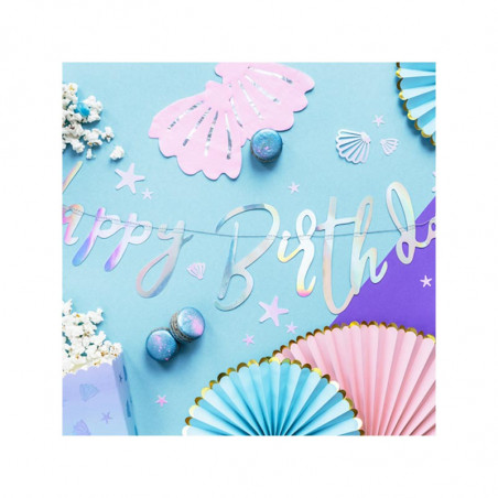 Banderole Happy Birthday Lettres Manuscrites Holographique - Décoration Anniversaire