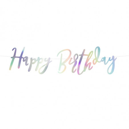 Banderole Happy Birthday Lettres Manuscrites Holographique - Décoration Anniversaire