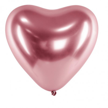 Ballon Chromé Coeur Mauve Rose à l'unité