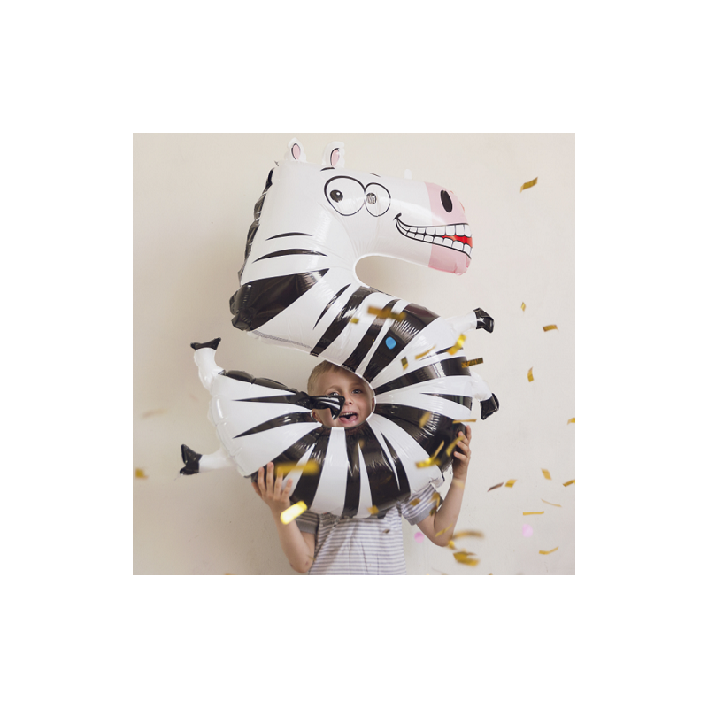 Ballon Géant Alu Animal Chiffre 5 Ans Zèbre Anniversaire