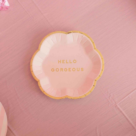 Mini Assiettes Hello Gorgeous Rose Pastel & Doré - Candy Party