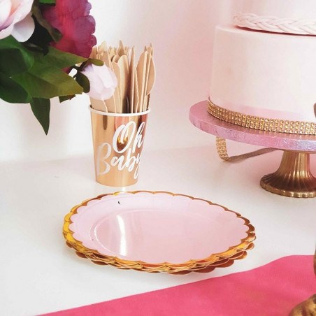 Petites Assiettes Rose Pastel & Doré - Candy Party