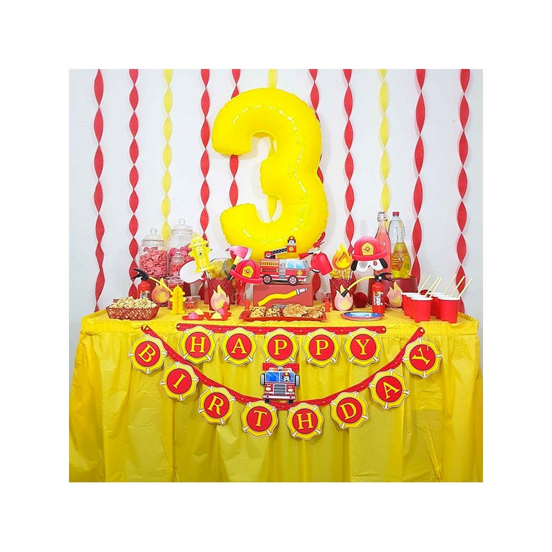 Banderole Anniversaire Pompier Decoration Fanions Happy Birthday Deco