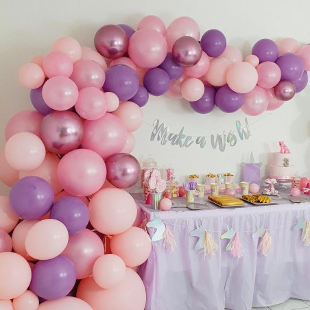 Kit Arche de Ballons Organiques - Modèle Rose et Parme