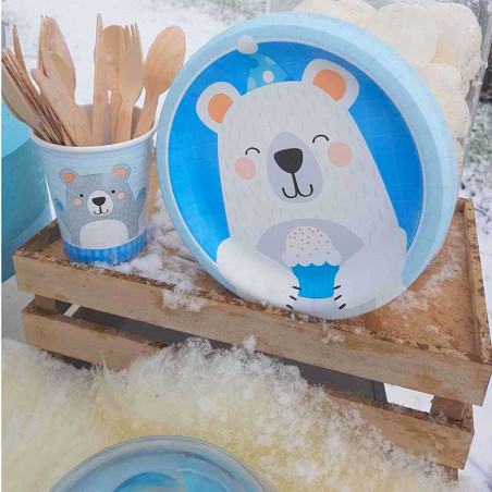 Assiettes Forme Tête d'Ours polaire - Anniversaire Banquise & Ours blancs