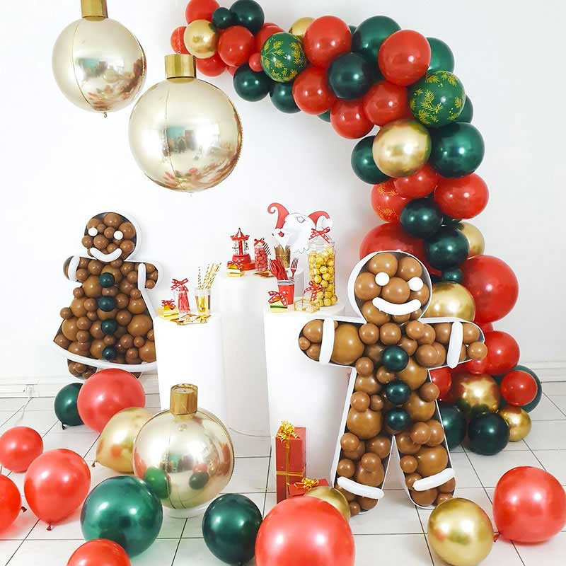 90PCS Ballons de Décoration de Noël Rouge Vert Ballons de Canne à Bonbons et Père Noël AcnA Arche Ballons de Noël Guirlande de Ballons de Noël pour Décoration de Noël et du Nouvel An de Fête 