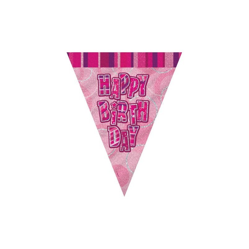 Banderole Joyeux Anniversaire A Fanions Rose Et Argent Banderole Joyeux Anniversaire A Fanions Rose Et Argent
