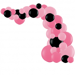 Kit arche de ballons organiques thème minnie mouse noir rose
