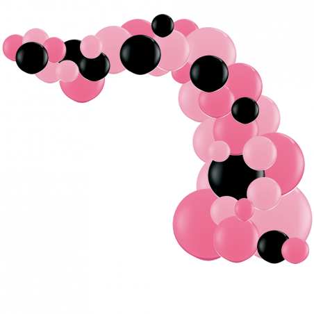 Kit Arche de Ballons Organiques - Modèle Minnie Rose Noir Doré