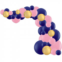 Arche de ballons Organique Bleu & Rose Pastel