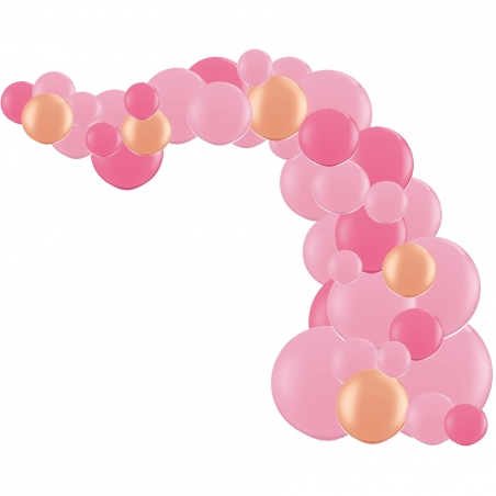 Kit Arche de Ballons Organiques Rose et Doré Chromé