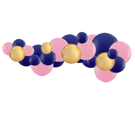 Kit Guirlande de Ballons Organiques - Modèle Bleu marine rose et doré