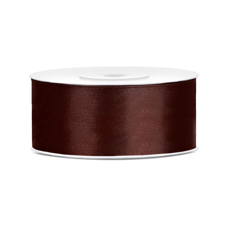 Grand Ruban Satin 25mm Marron 25 mètres