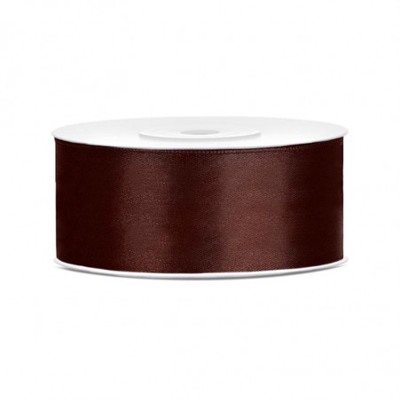 Grand Ruban Satin 25mm Marron 25 mètres