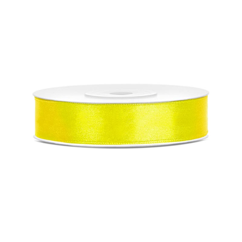Ruban Satin 12mm Jaune de 25 mètres