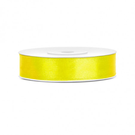 Ruban Satin 12mm Jaune de 25 mètres