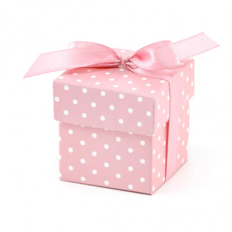 10 Boîtes Cadeaux Invités à Dragées Carton Pois Rose Clair et Blanc Cadeau invité 10 Boîtes Cadeaux Invités à Dragées Carton Pois Rose Clair et Blanc Cadeau invité