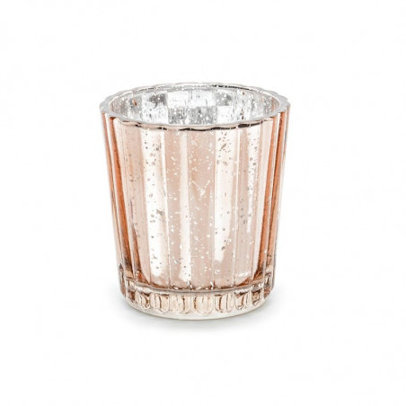 4 Bougeoirs en verre effet miroir rose gold cuivré - Décoration de table