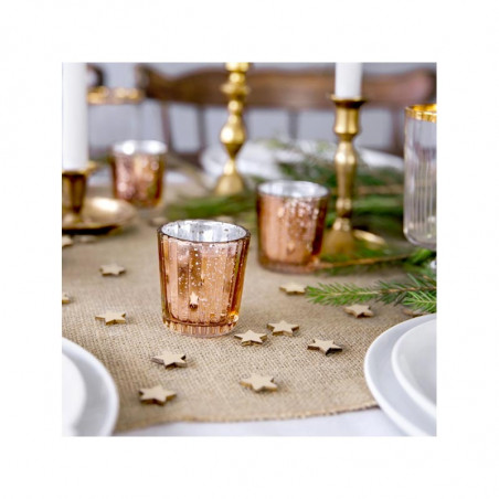 4 Bougeoirs en verre effet miroir rose gold cuivré - Décoration de table