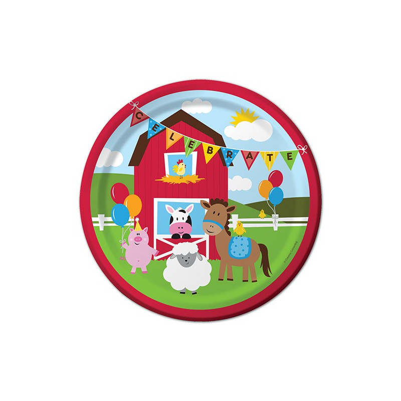 Grandes Assiettes Premium Anniversaire Animaux de la Ferme